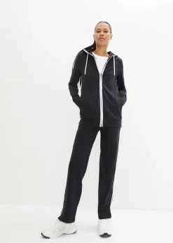 bonprix Hosen|Sweat^Stretch-Jogginganzug aus Baumwolle (2-tlg.Set) schwarz