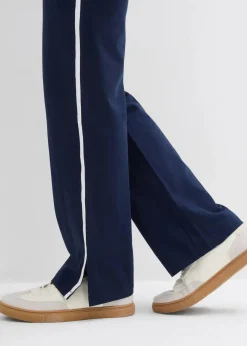 bonprix Bekleidung·Blusen & Tuniken|Bekleidung·Kleider^Stretch-Jogginganzug aus Baumwolle (2-tlg.Set) dunkelblau/weiß