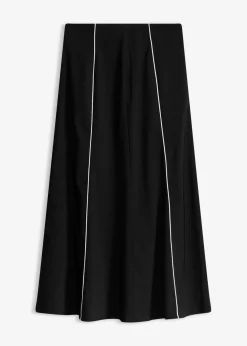 bonprix Bekleidung·Sportbekleidung|Röcke^Stretch-Maxirock aus Bengalin schwarz/wollweiß