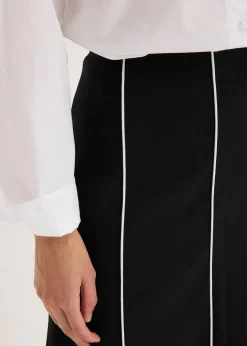 bonprix Bekleidung·Sportbekleidung|Röcke^Stretch-Maxirock aus Bengalin schwarz/wollweiß