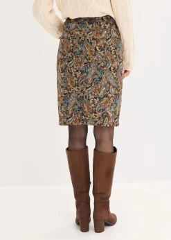 bonprix Bekleidung·Sportbekleidung|Röcke^Stretchrock mit Baumwolle schwarz/beige paisley