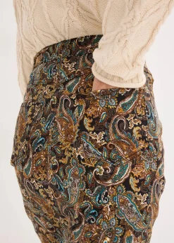 bonprix Bekleidung·Sportbekleidung|Röcke^Stretchrock mit Baumwolle schwarz/beige paisley