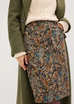 bonprix Bekleidung·Sportbekleidung|Röcke^Stretchrock mit Baumwolle schwarz/beige paisley