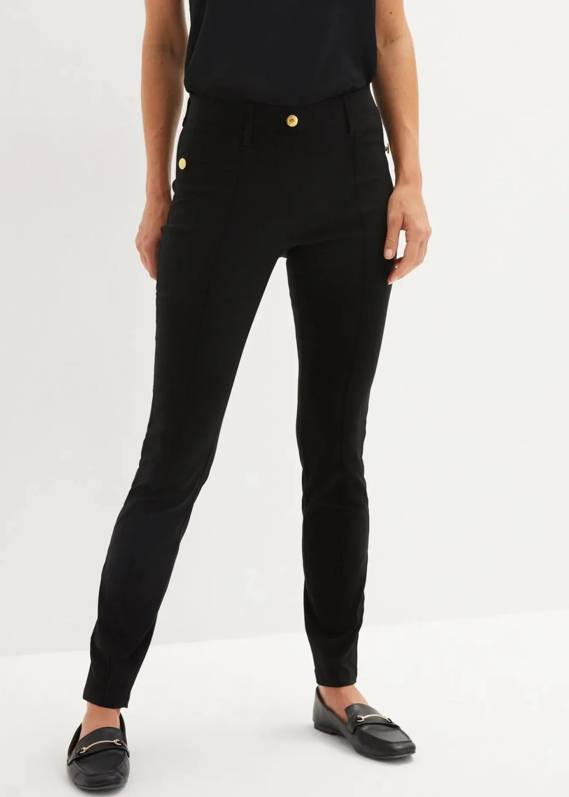 bonprix Bekleidung·Kleider|Hosen^Stretch-Schlupfhose aus fließendem Viskose-Mix schwarz
