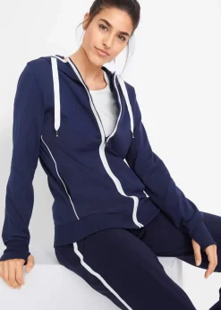 bonprix Sweat|Bekleidung·Blusen & Tuniken^Stretch-Sweatjacke mit Baumwolle dunkelblau