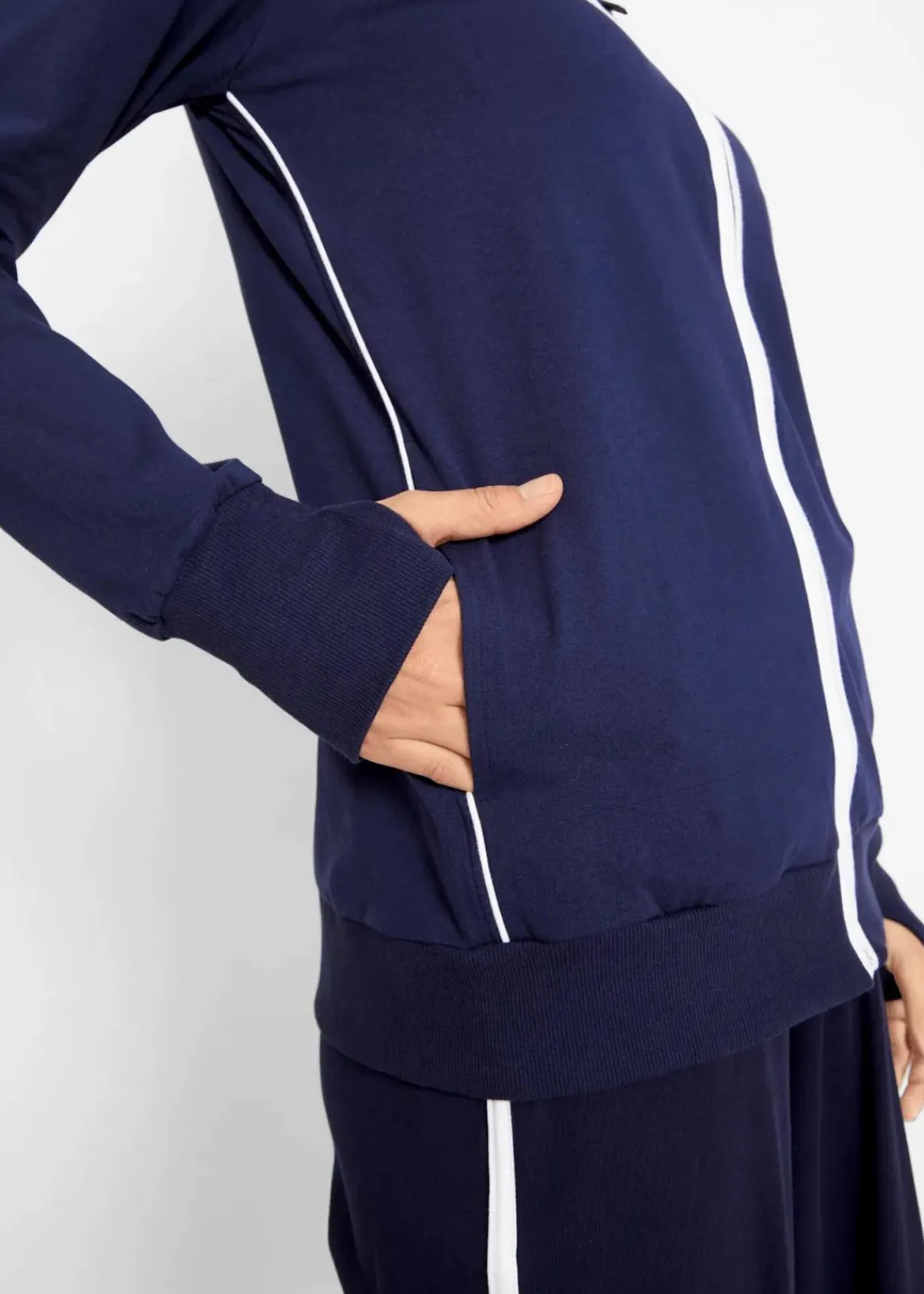bonprix Sweat|Bekleidung·Blusen & Tuniken^Stretch-Sweatjacke mit Baumwolle dunkelblau