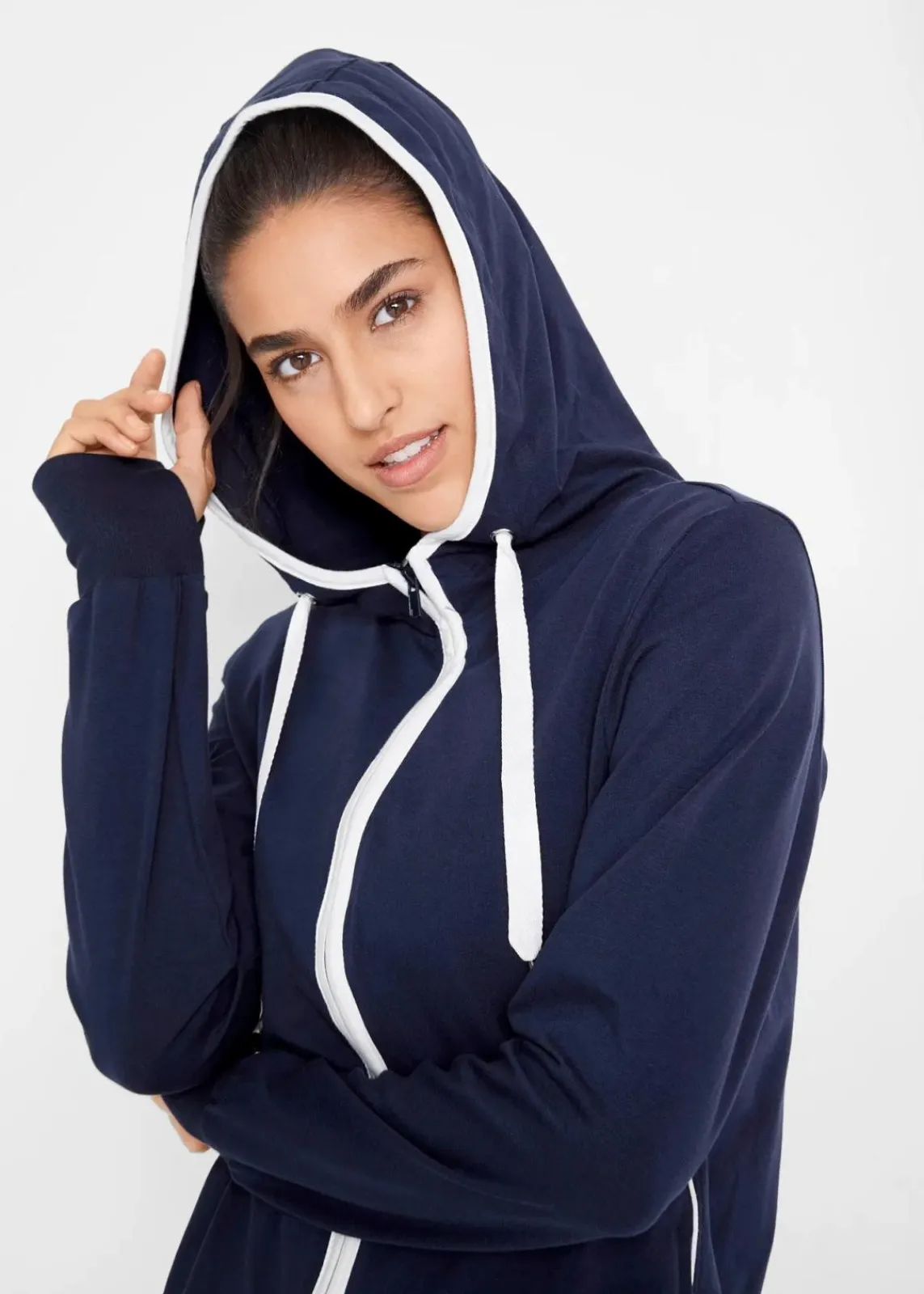bonprix Sweat|Bekleidung·Blusen & Tuniken^Stretch-Sweatjacke mit Baumwolle dunkelblau