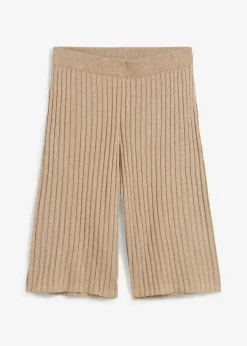 bonprix Shorts|Hosen^Strick-Bermuda mit hohem Bund aus Viskose-Mix khakibeige