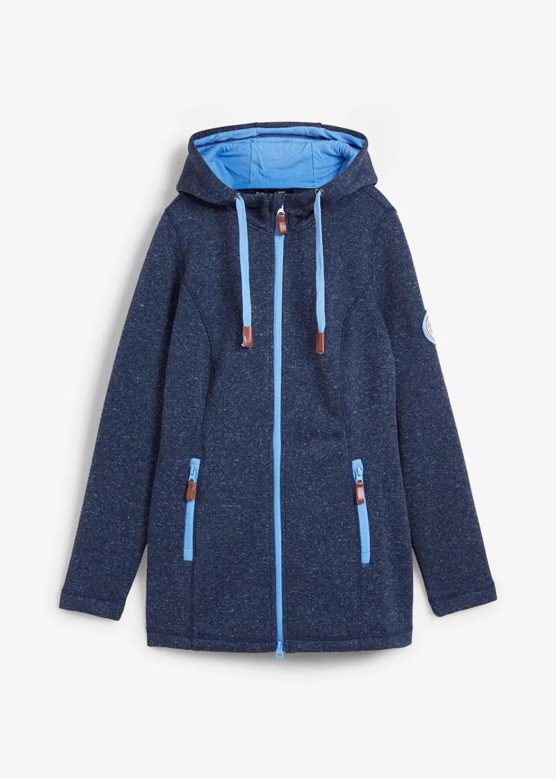 bonprix Jacken & Mäntel|Sweat^Strickfleecejacke mit Kapuze dunkelblau meliert