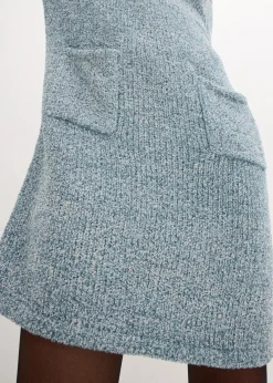 bonprix Bekleidung·Umstandsmode|Strickmode^Strickfleecekleid mattpetrol/wollweiß meliert