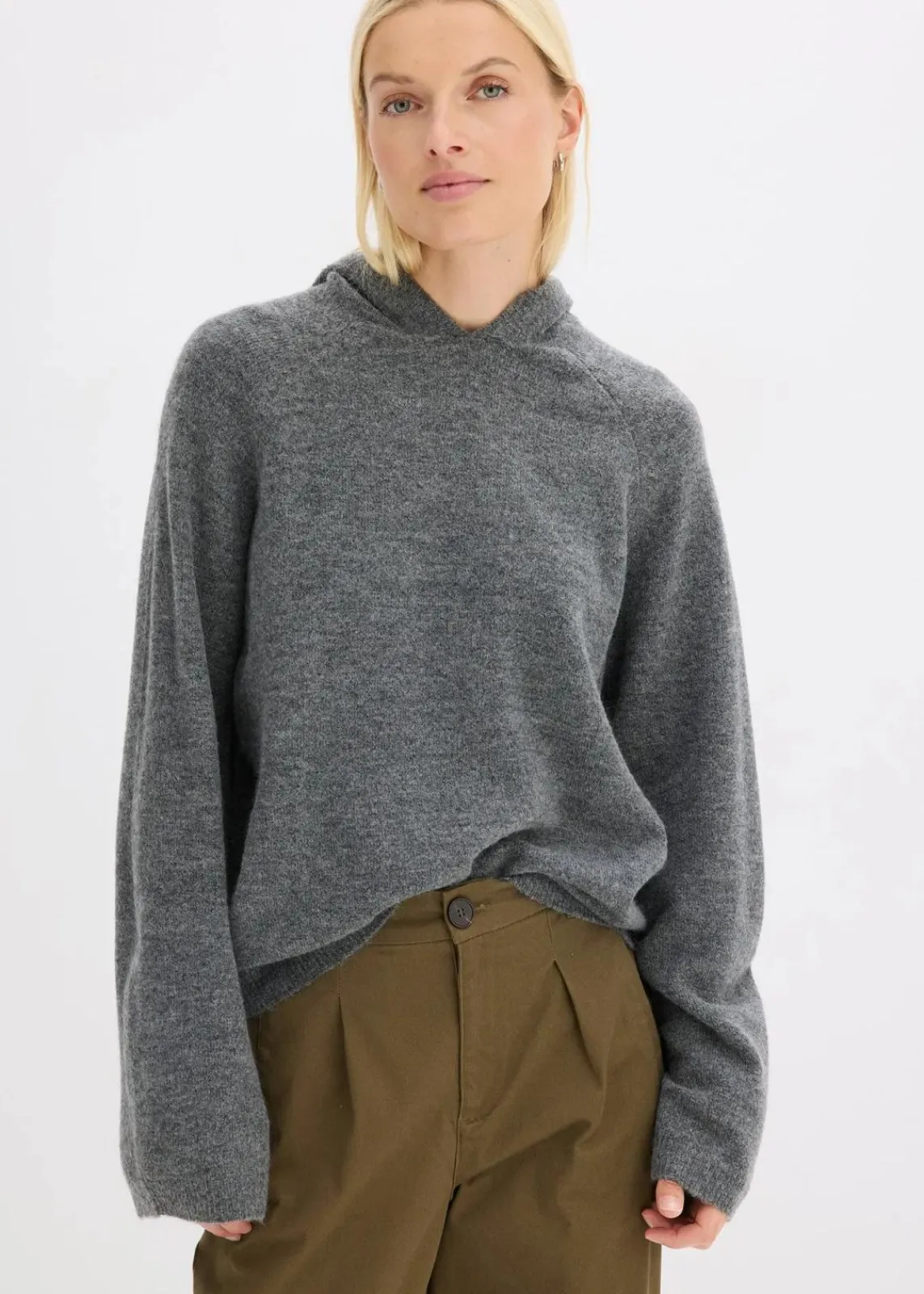 bonprix Strickmode|Pullover & Strickjacken^Strick-Hoodie anthrazit meliert