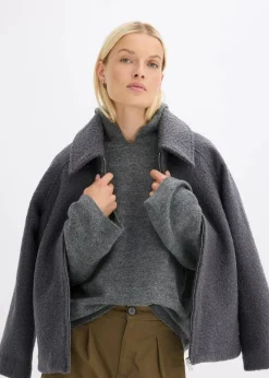 bonprix Strickmode|Pullover & Strickjacken^Strick-Hoodie anthrazit meliert