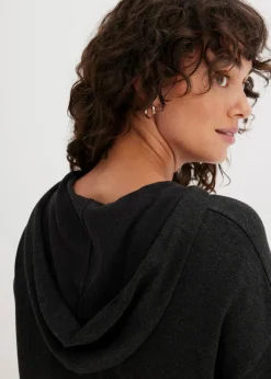 bonprix Bekleidung·Umstandsmode|Strickmode^Strick-Hoodie mit Kängurutasche aus Viskose-Mix anthrazit meliert