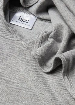 bonprix Bekleidung·Umstandsmode|Strickmode^Strick-Hoodie mit Kängurutasche aus Viskose-Mix hellgrau meliert