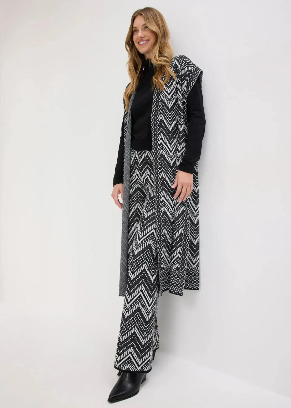 bonprix Zweiteiler & Sets^Strick-Hose schwarz/weiß