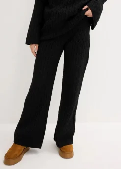 bonprix Bekleidung·Kleider|Hosen^Strickhose mit Zopfmuster schwarz