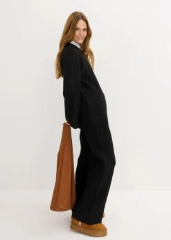 bonprix Bekleidung·Kleider|Hosen^Strickhose mit Zopfmuster schwarz