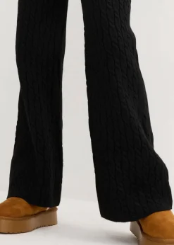 bonprix Bekleidung·Kleider|Hosen^Strickhose mit Zopfmuster schwarz