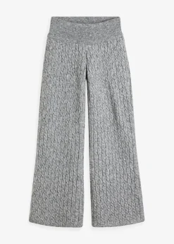 bonprix Hosen|Bekleidung·Kleider^Strickhose mit Zopfmuster grau meliert