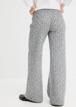 bonprix Hosen|Bekleidung·Kleider^Strickhose mit Zopfmuster grau meliert