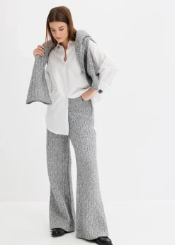 bonprix Hosen|Bekleidung·Kleider^Strickhose mit Zopfmuster grau meliert