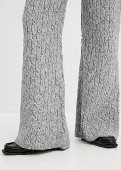 bonprix Hosen|Bekleidung·Kleider^Strickhose mit Zopfmuster grau meliert