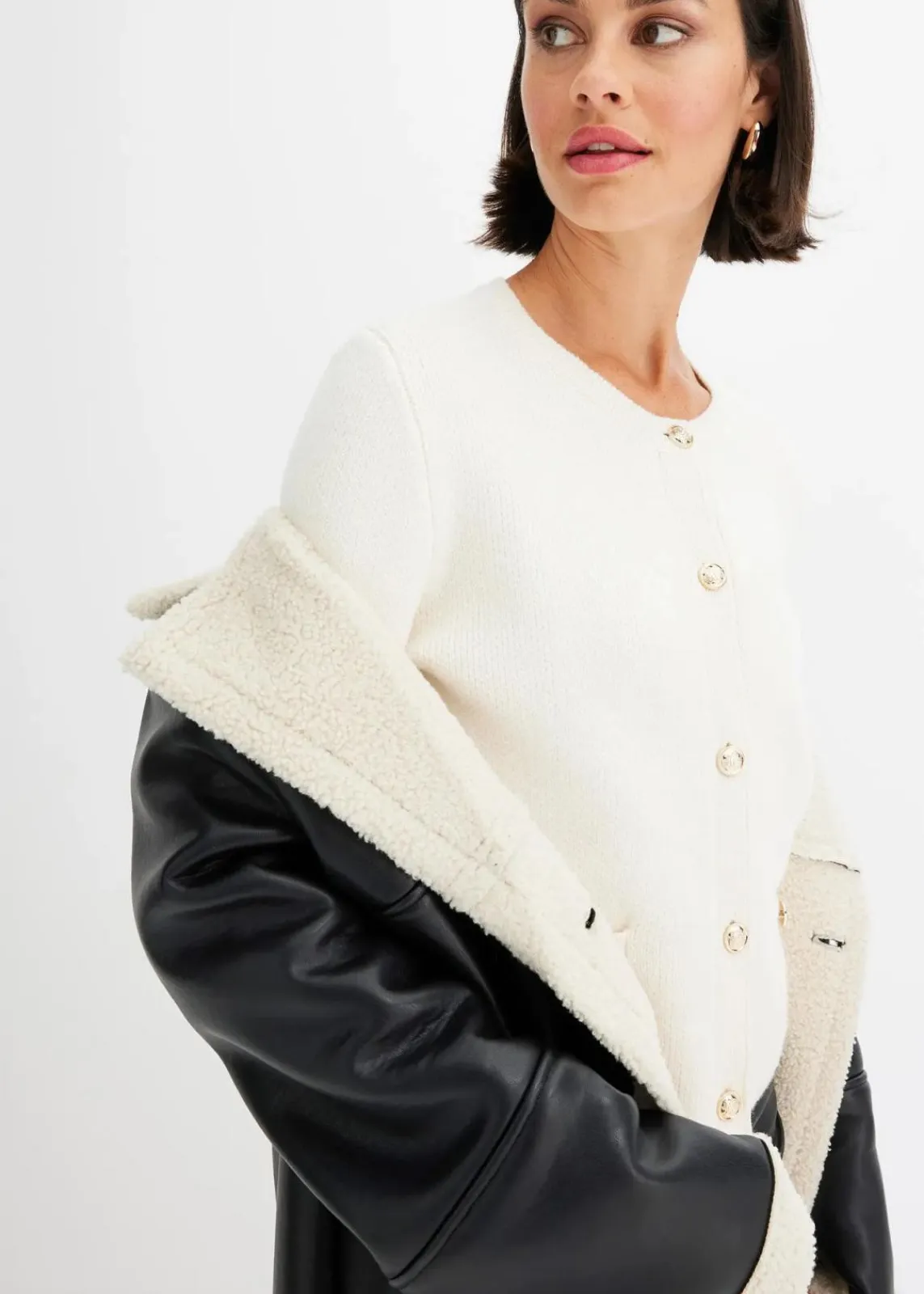 bonprix Bekleidung·Jeans|Pullover & Strickjacken^Strickjacke wollweiß