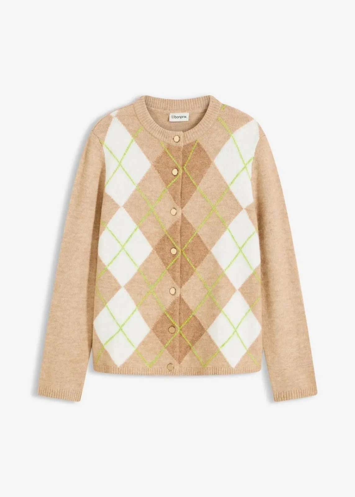 bonprix Bekleidung·Umstandsmode|Bekleidung·Jeans^Strickjacke latte macchiato/cremeweiß graphisch