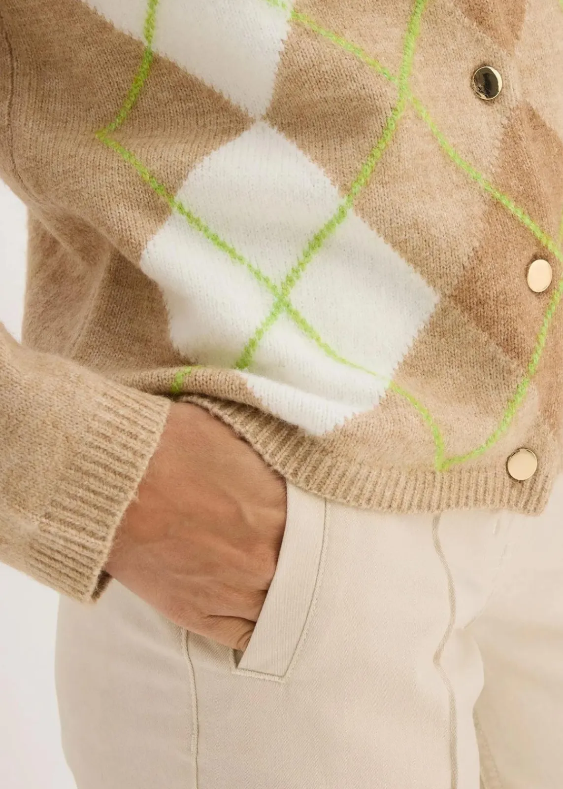 bonprix Bekleidung·Umstandsmode|Bekleidung·Jeans^Strickjacke latte macchiato/cremeweiß graphisch