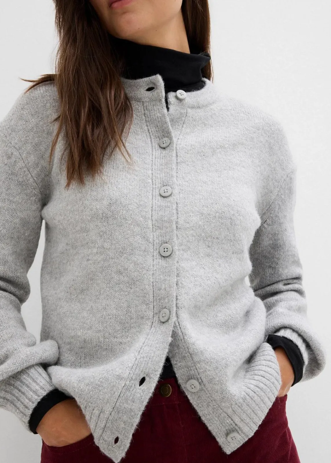 bonprix Bekleidung·Umstandsmode|Strickmode^Strickjacke hellgrau meliert meliert