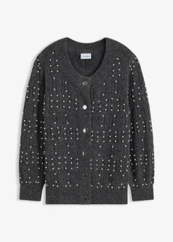 bonprix Bekleidung·Umstandsmode|Pullover & Strickjacken^Strickjacke anthrazit meliert