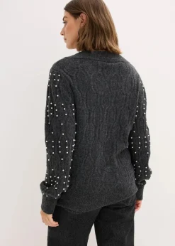 bonprix Bekleidung·Umstandsmode|Pullover & Strickjacken^Strickjacke anthrazit meliert