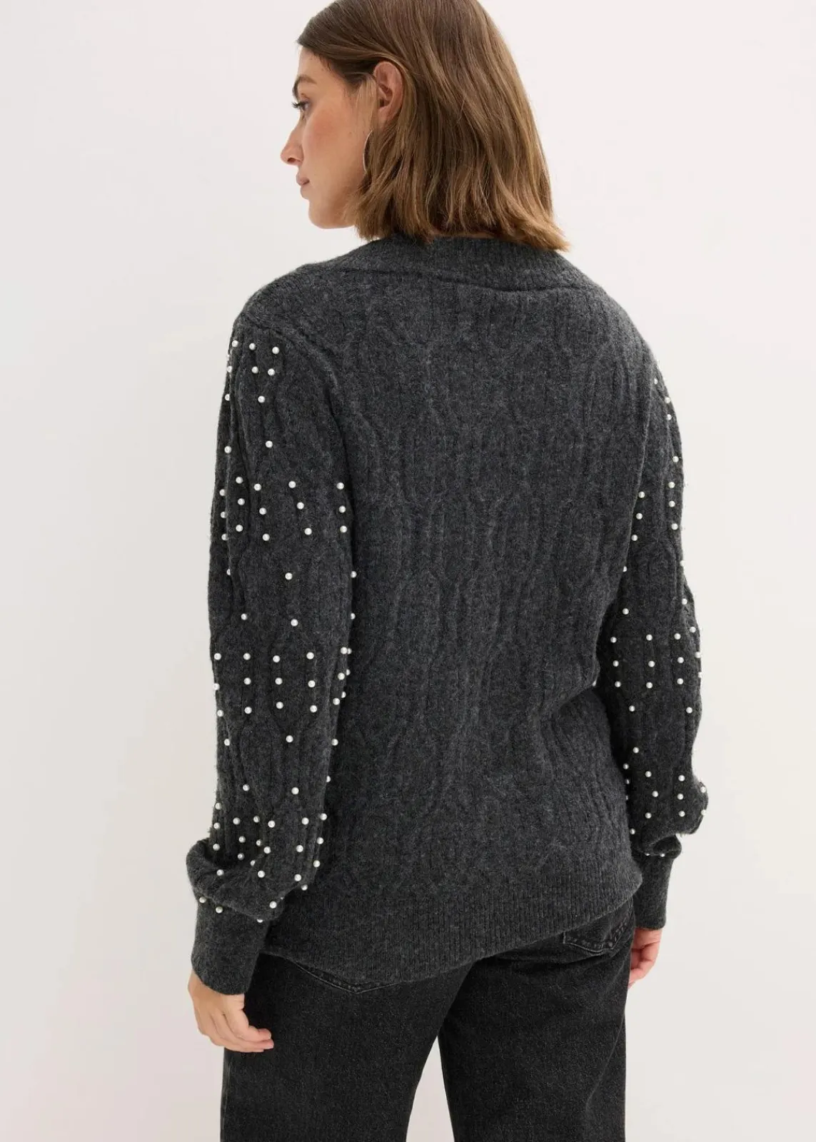 bonprix Bekleidung·Umstandsmode|Pullover & Strickjacken^Strickjacke anthrazit meliert