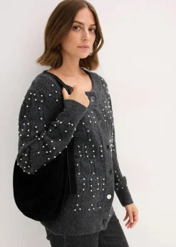 bonprix Bekleidung·Umstandsmode|Pullover & Strickjacken^Strickjacke anthrazit meliert