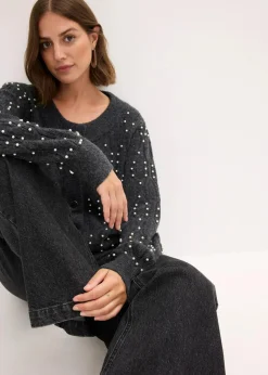 bonprix Bekleidung·Umstandsmode|Pullover & Strickjacken^Strickjacke anthrazit meliert