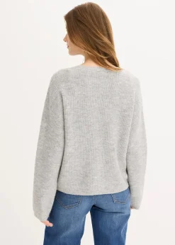 bonprix Bekleidung·Umstandsmode|Bekleidung·Jeans^Strickjacke hellgrau meliert