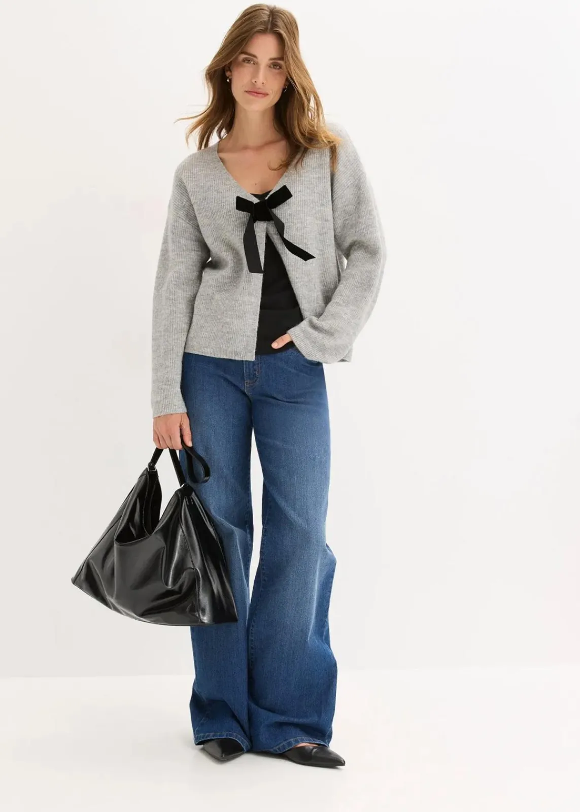 bonprix Bekleidung·Umstandsmode|Bekleidung·Jeans^Strickjacke hellgrau meliert