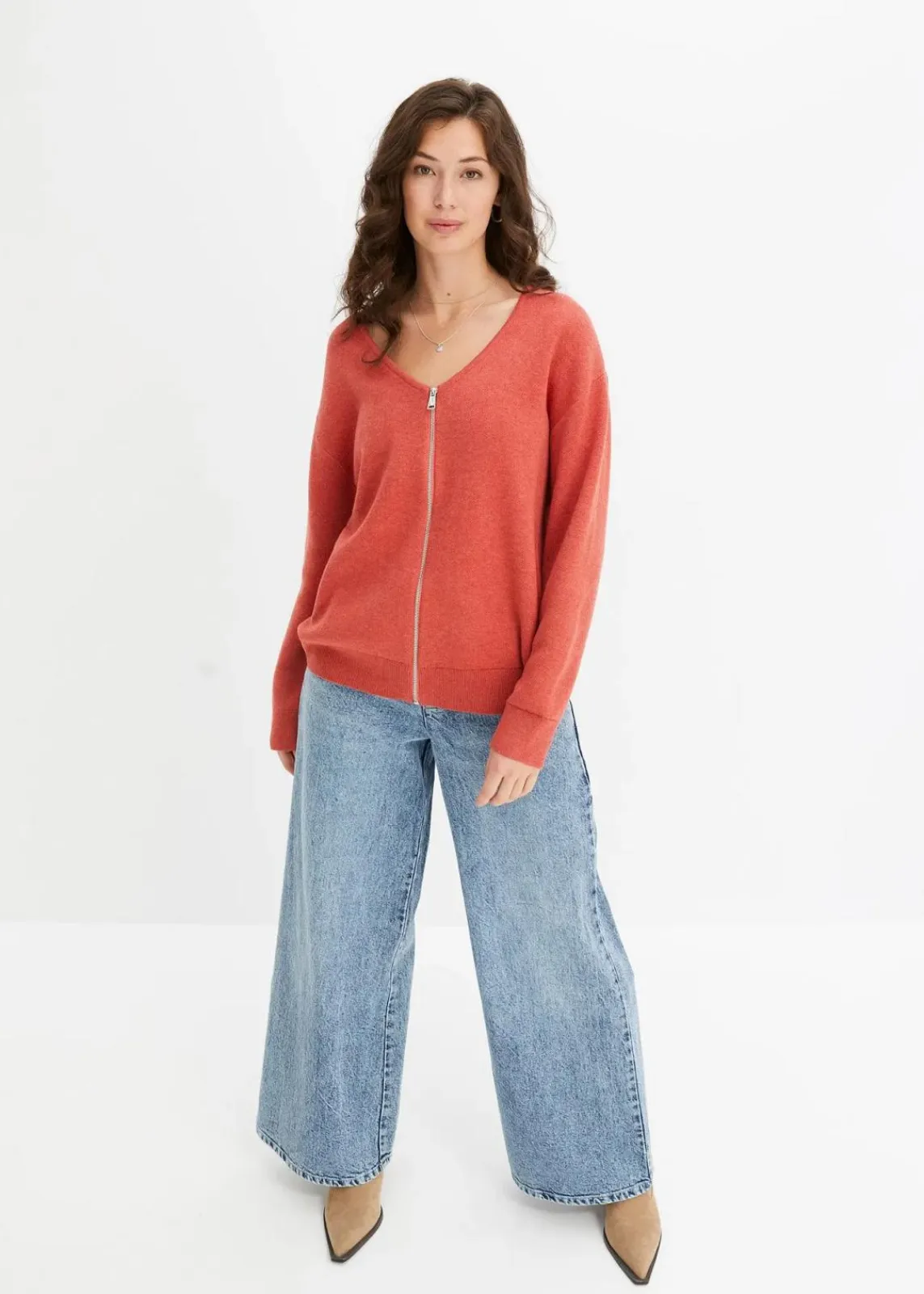 bonprix Bekleidung·Umstandsmode|Bekleidung·Jeans^Strickjacke rhabarber meliert