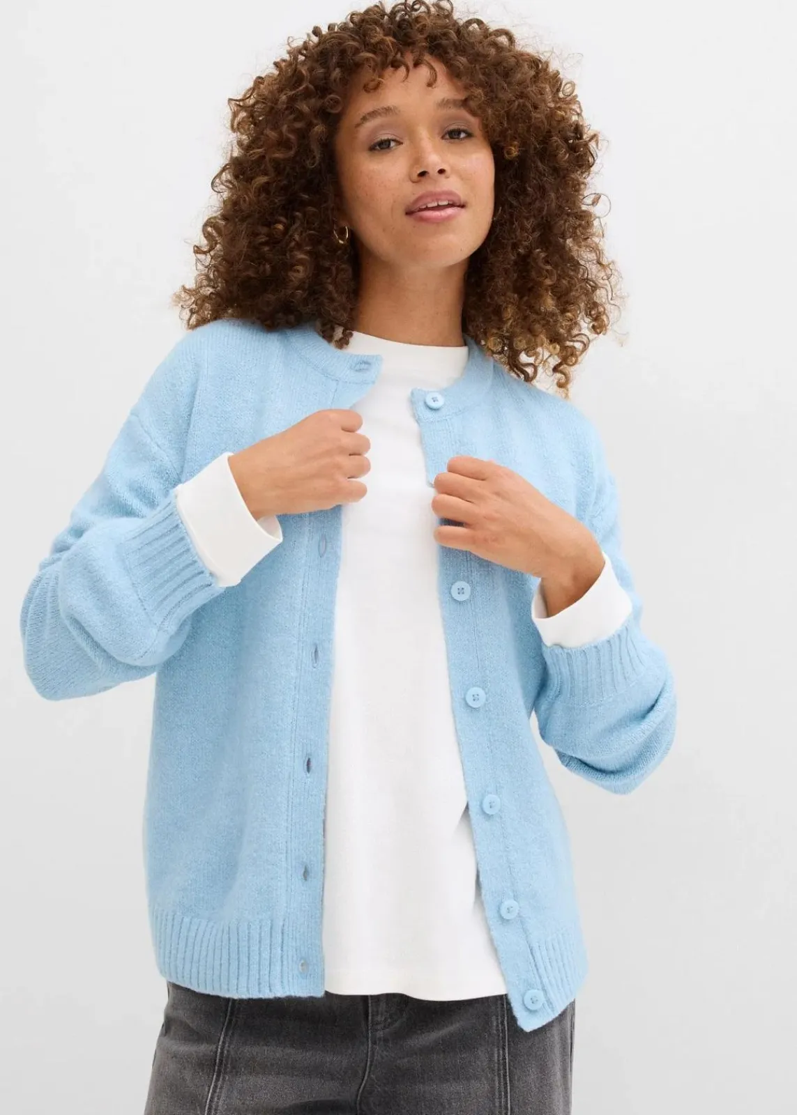 bonprix Bekleidung·Umstandsmode|Strickmode^Strickjacke eisblau meliert