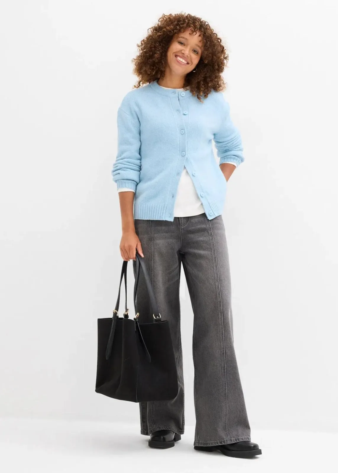 bonprix Bekleidung·Umstandsmode|Strickmode^Strickjacke eisblau meliert