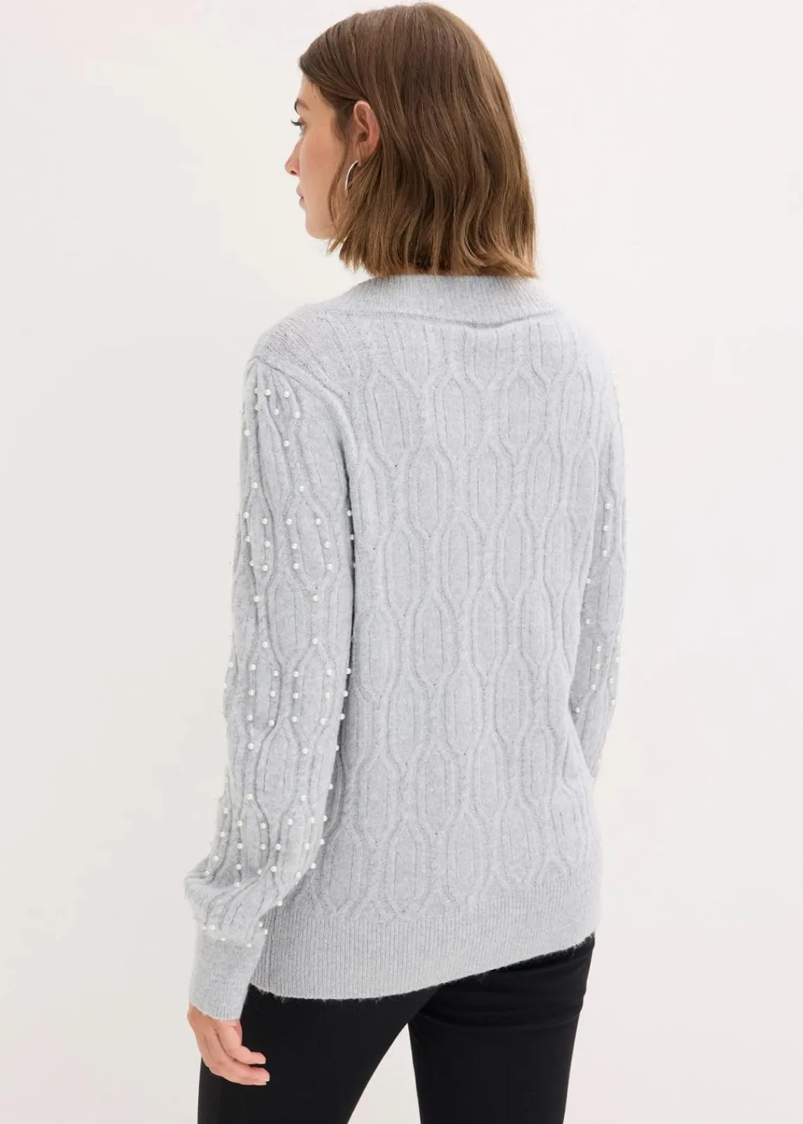 bonprix Bekleidung·Umstandsmode|Pullover & Strickjacken^Strickjacke hellgrau meliert