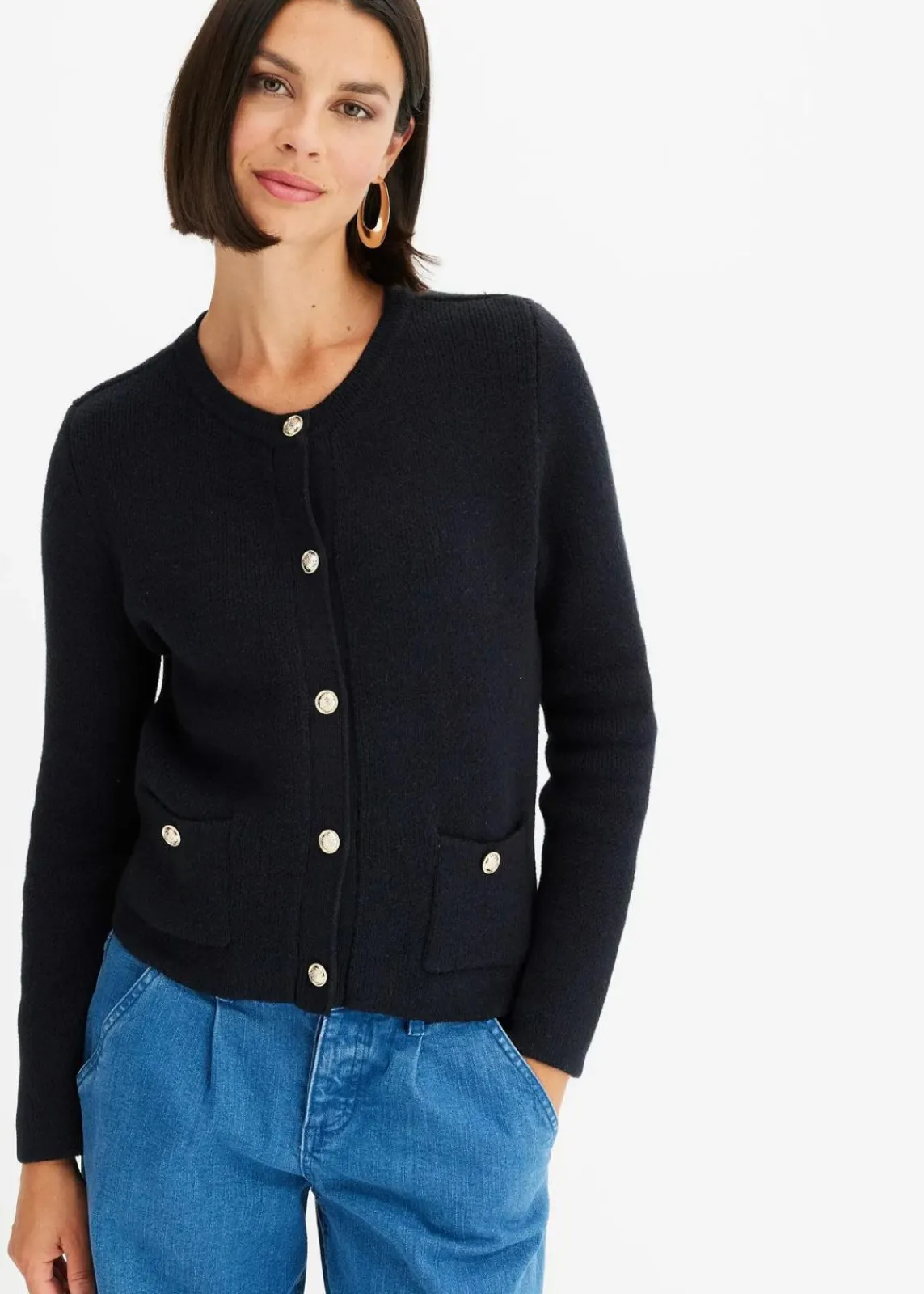 bonprix Bekleidung·Jeans|Pullover & Strickjacken^Strickjacke schwarz