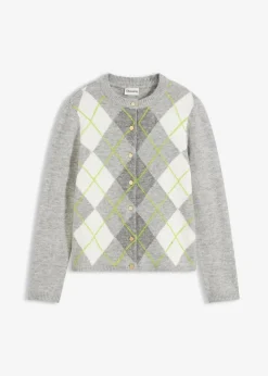 bonprix Pullover & Strickjacken|Strickmode^Strickjacke hellgrau meliert/cremeweiß