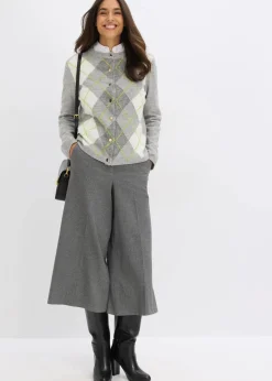 bonprix Pullover & Strickjacken|Strickmode^Strickjacke hellgrau meliert/cremeweiß