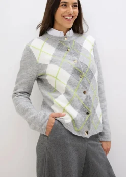 bonprix Pullover & Strickjacken|Strickmode^Strickjacke hellgrau meliert/cremeweiß