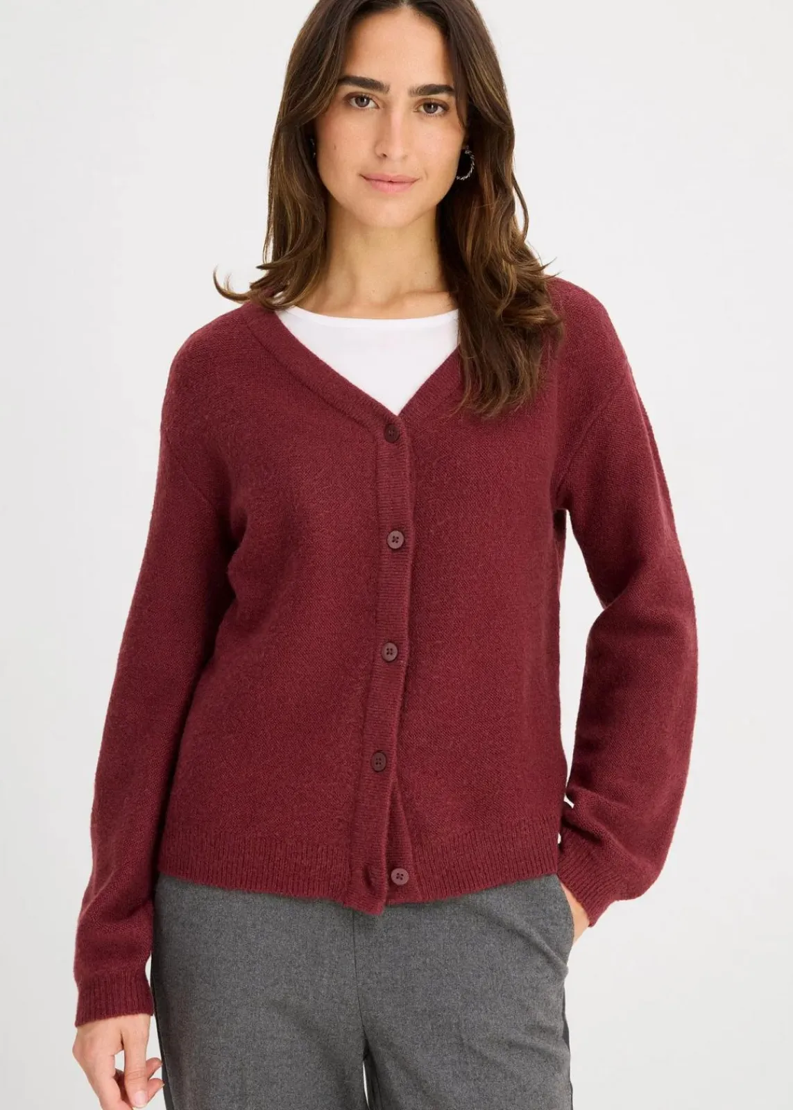 bonprix Bekleidung·Umstandsmode|Strickmode^Strickjacke dunkelbeere