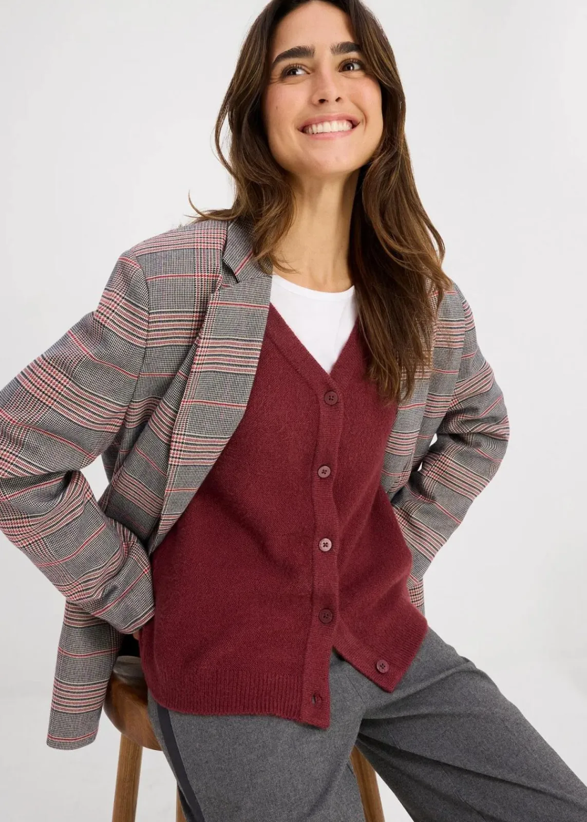 bonprix Bekleidung·Umstandsmode|Strickmode^Strickjacke dunkelbeere