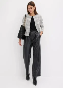 bonprix Bekleidung·Umstandsmode|Bekleidung·Jeans^Strickjacke aus Baumwoll-Mix schwarz/wollweiß