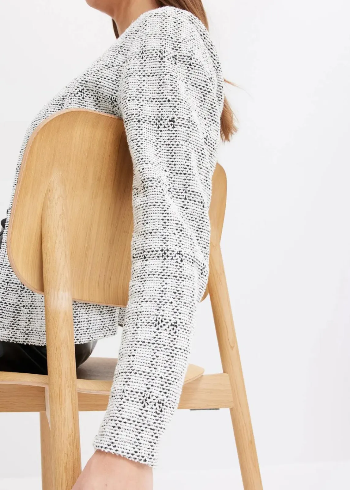 bonprix Bekleidung·Umstandsmode|Bekleidung·Jeans^Strickjacke aus Baumwoll-Mix schwarz/wollweiß