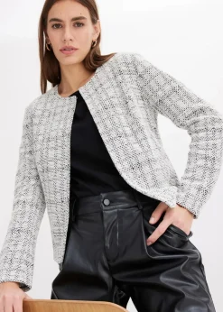 bonprix Bekleidung·Umstandsmode|Bekleidung·Jeans^Strickjacke aus Baumwoll-Mix schwarz/wollweiß